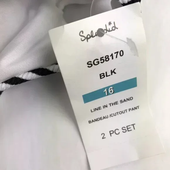 Splendid Girl’s Size 16 White/Black Striped Bikini Swimsuit Set
